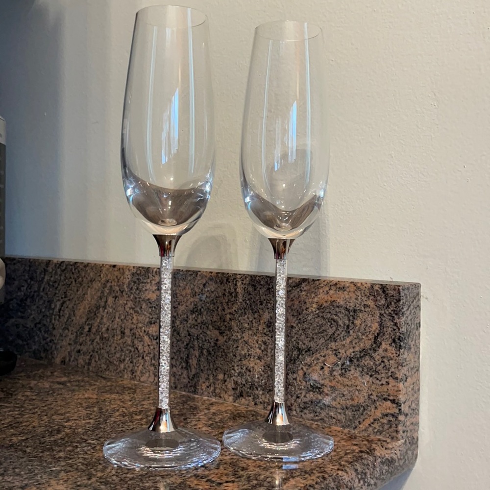 Authentic Swarovski Champagne Toasting Flutes